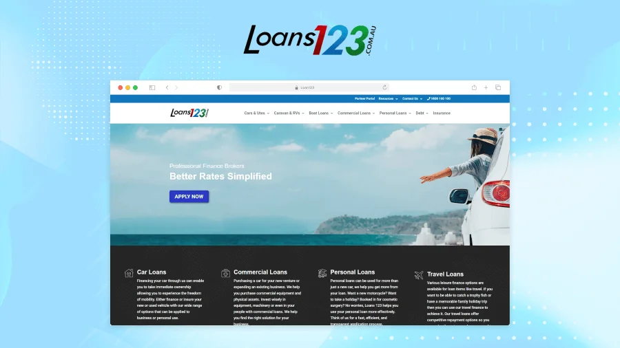 Loans123 website designed by WebArt Design